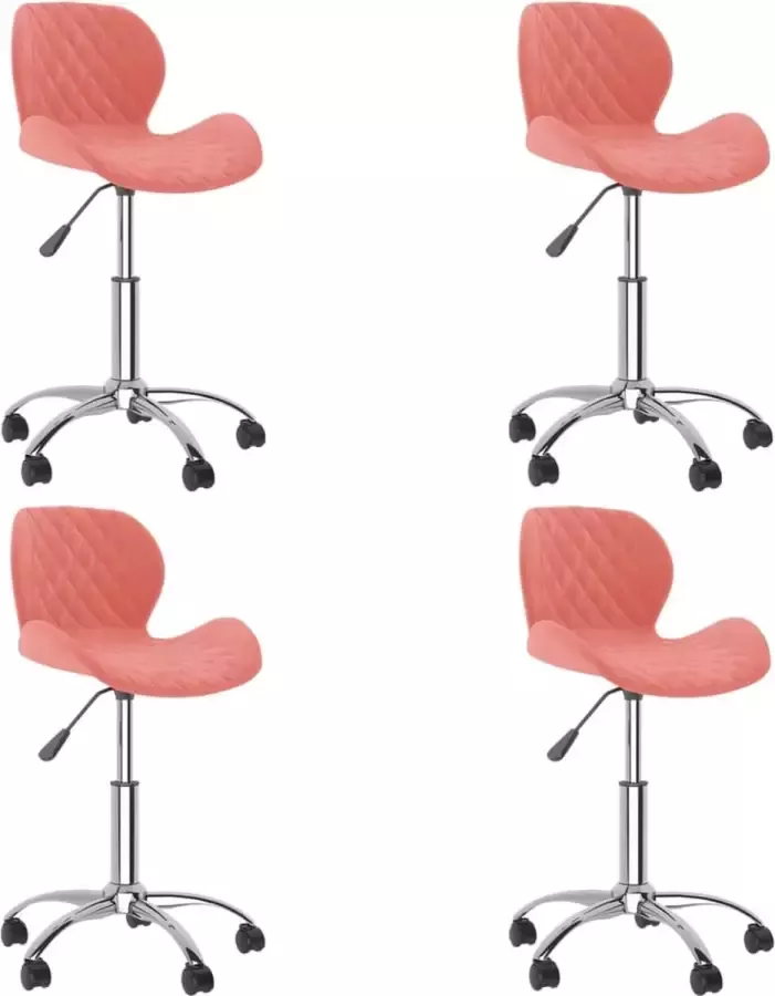 ForYou Prolenta Premium Eetkamerstoelen draaibaar 4 st fluweel roze - Foto 9