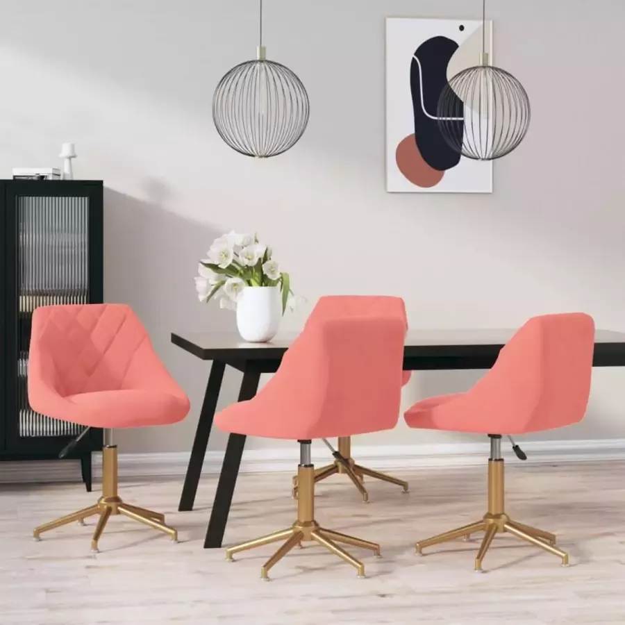ForYou Prolenta Premium Eetkamerstoelen draaibaar 4 st fluweel roze