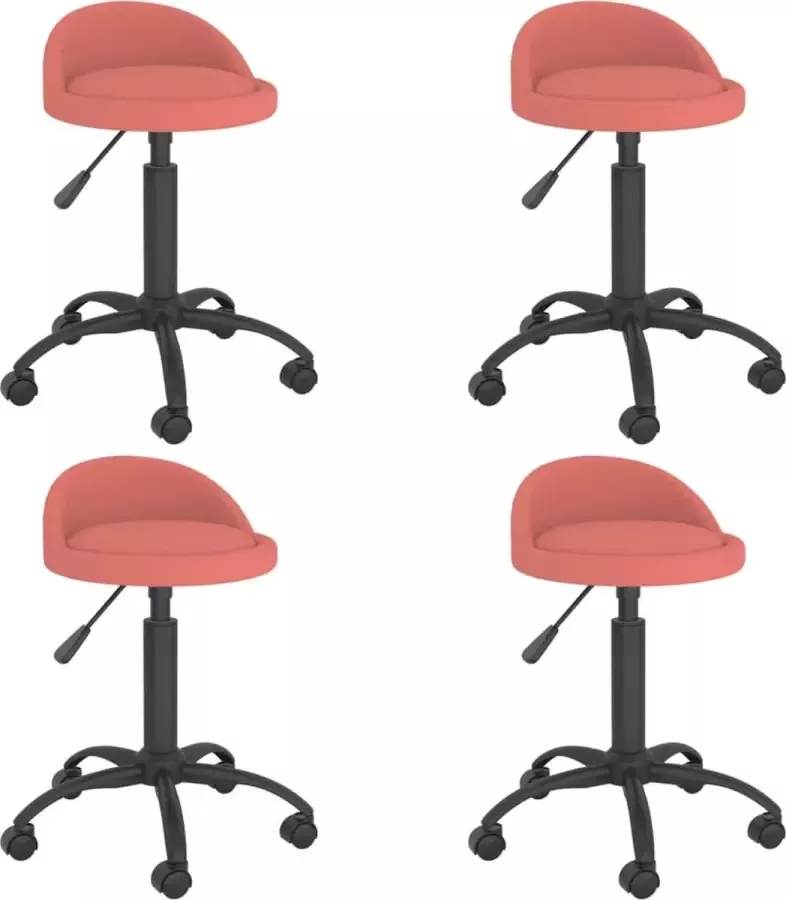 ForYou Prolenta Premium Eetkamerstoelen draaibaar 4 st fluweel roze - Foto 3