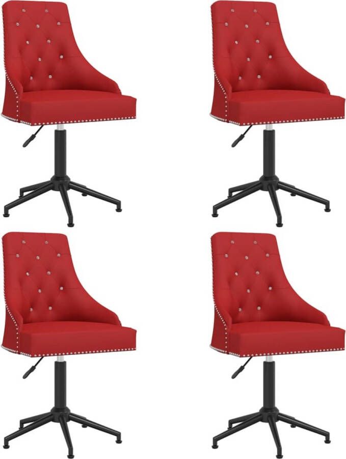 ForYou Prolenta Premium Eetkamerstoelen draaibaar 4 st fluweel wijnrood