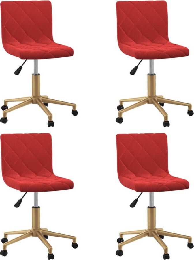 ForYou Prolenta Premium Eetkamerstoelen draaibaar 4 st fluweel wijnrood