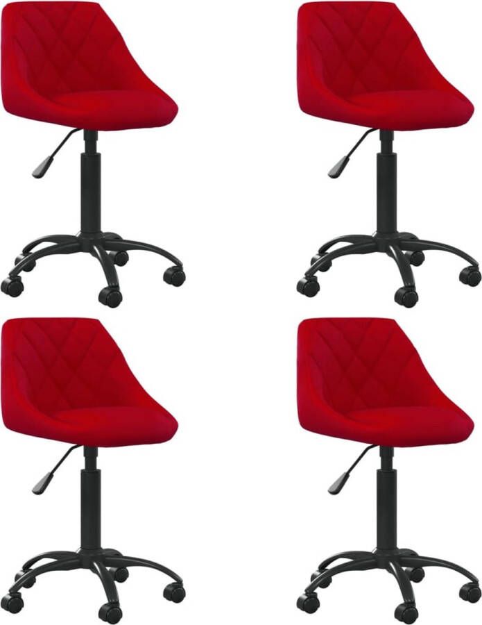 ForYou Prolenta Premium Eetkamerstoelen draaibaar 4 st fluweel wijnrood