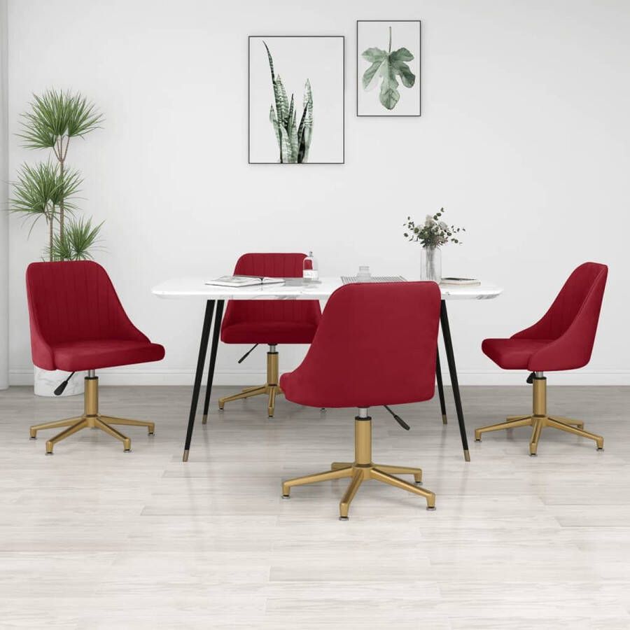 ForYou Prolenta Premium Eetkamerstoelen draaibaar 4 st fluweel wijnrood