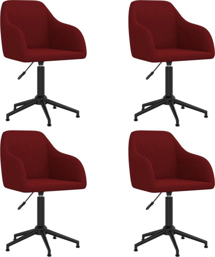 ForYou Prolenta Premium Eetkamerstoelen draaibaar 4 st fluweel wijnrood