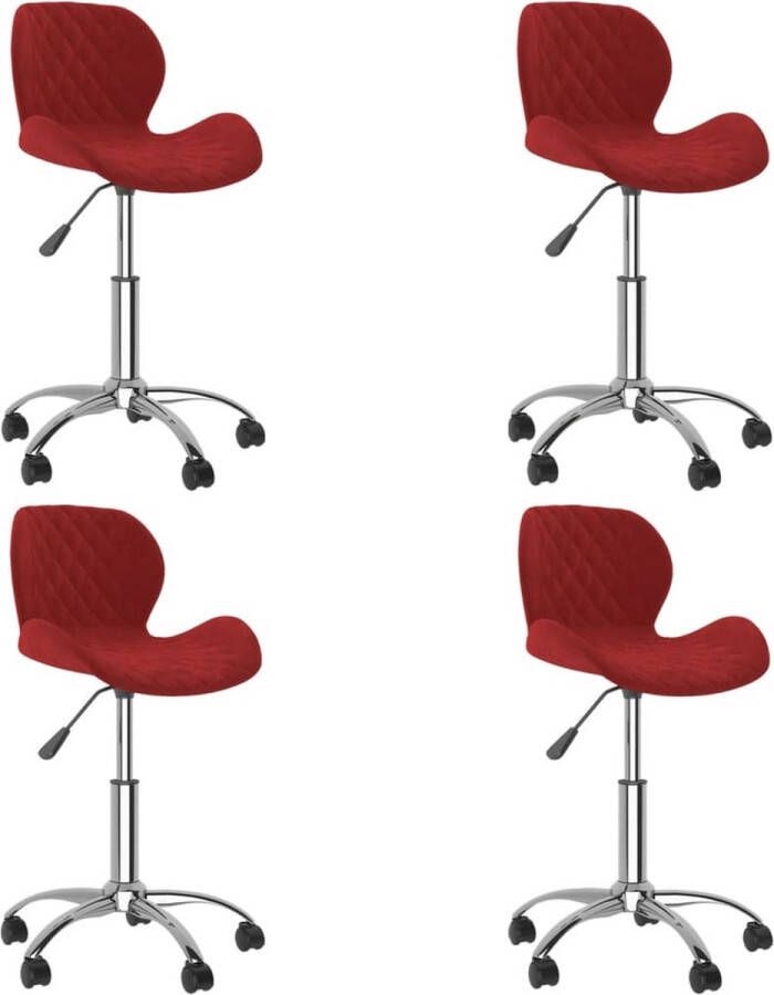 ForYou Prolenta Premium Eetkamerstoelen draaibaar 4 st fluweel wijnrood