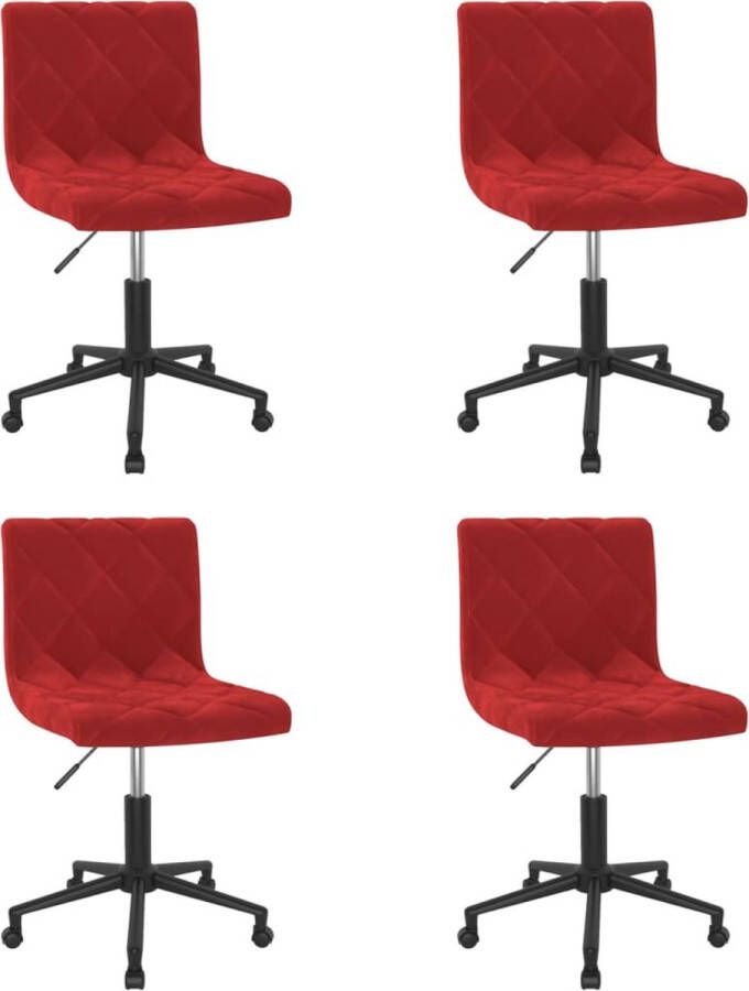 ForYou Prolenta Premium Eetkamerstoelen draaibaar 4 st fluweel wijnrood