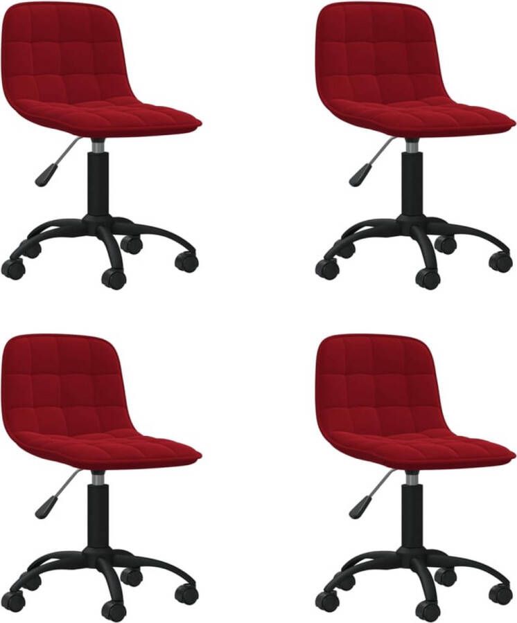 ForYou Prolenta Premium Eetkamerstoelen draaibaar 4 st fluweel wijnrood