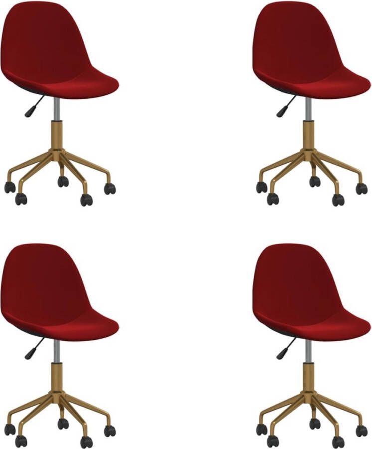 ForYou Prolenta Premium Eetkamerstoelen draaibaar 4 st fluweel wijnrood