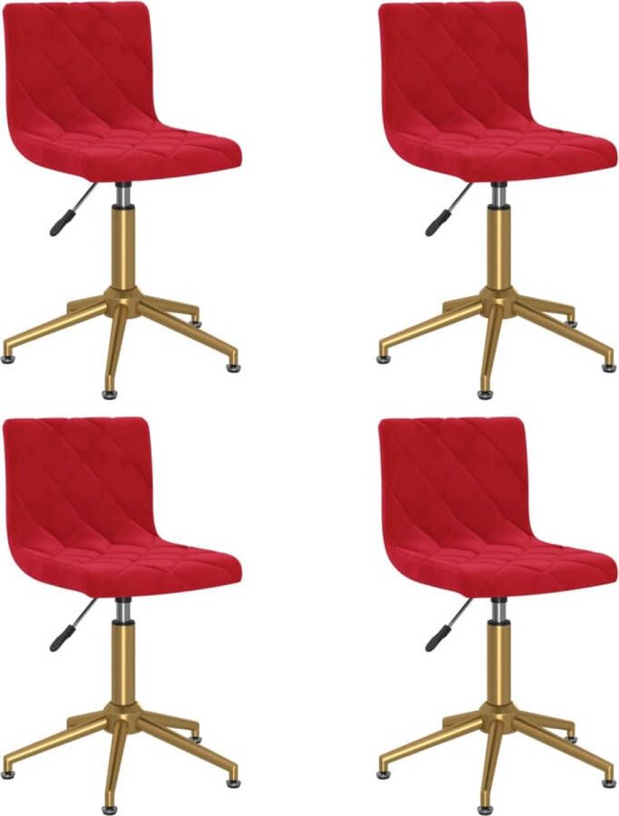 ForYou Prolenta Premium Eetkamerstoelen draaibaar 4 st fluweel wijnrood