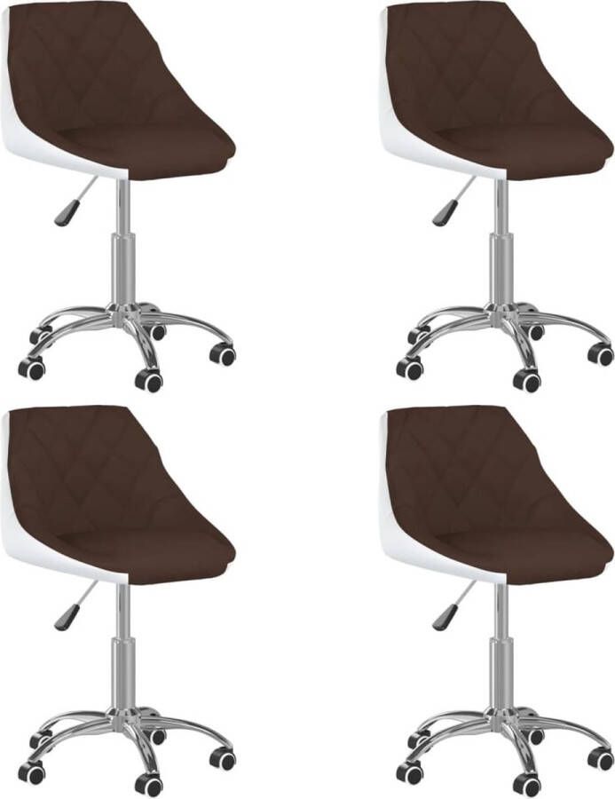 ForYou Prolenta Premium Eetkamerstoelen draaibaar 4 st kunstleer bruin en wit - Foto 1