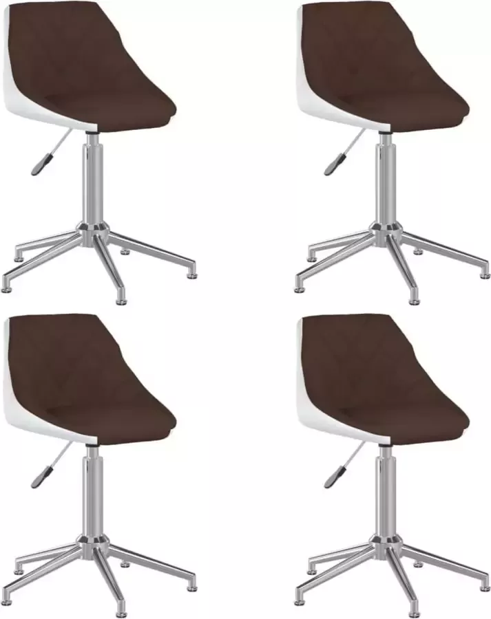 ForYou Prolenta Premium Eetkamerstoelen draaibaar 4 st kunstleer bruin en wit