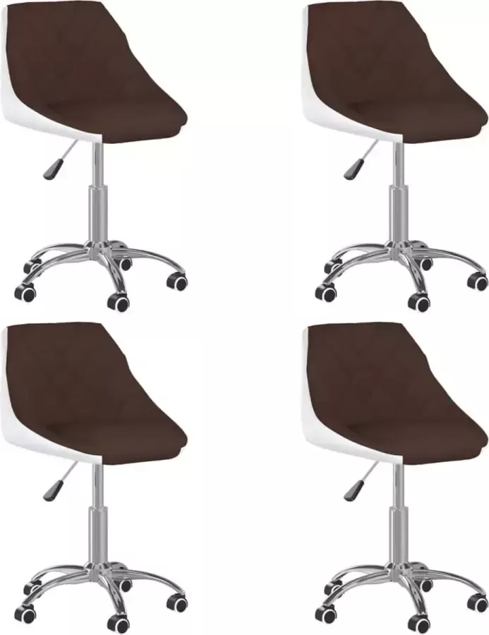 ForYou Prolenta Premium Eetkamerstoelen draaibaar 4 st kunstleer bruin en wit
