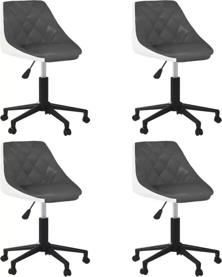 ForYou Prolenta Premium Eetkamerstoelen draaibaar 4 st kunstleer grijs en wit