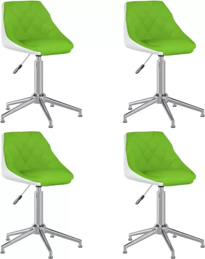 ForYou Prolenta Premium Eetkamerstoelen draaibaar 4 st kunstleer groen en wit