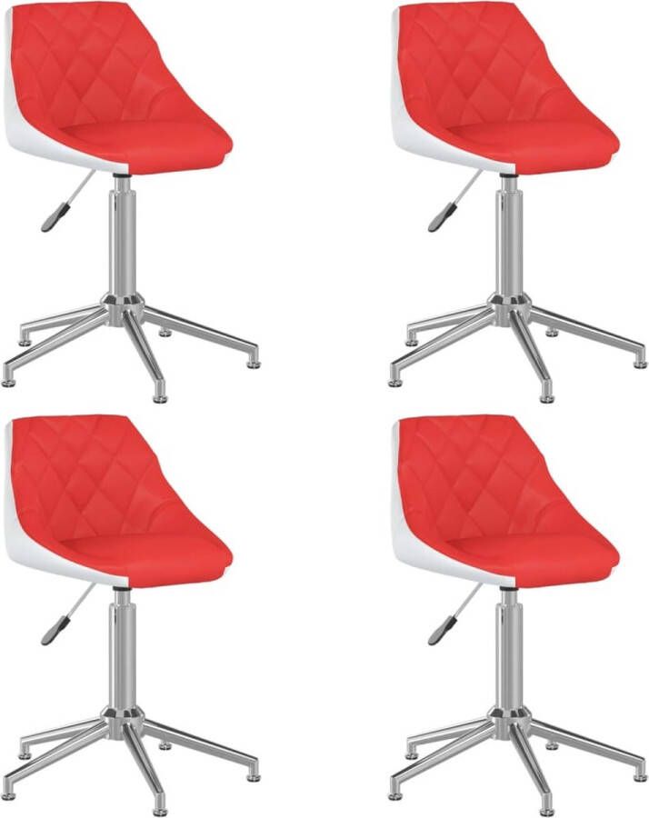 ForYou Prolenta Premium Eetkamerstoelen draaibaar 4 st kunstleer rood en wit