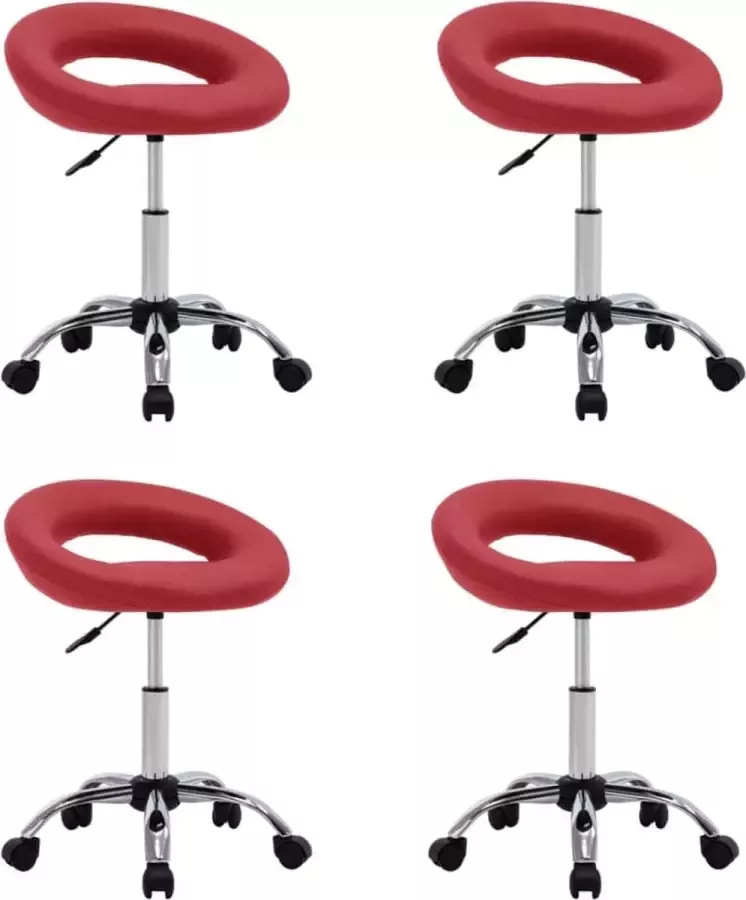 ForYou Prolenta Premium Eetkamerstoelen draaibaar 4 st kunstleer wijnrood - Foto 2