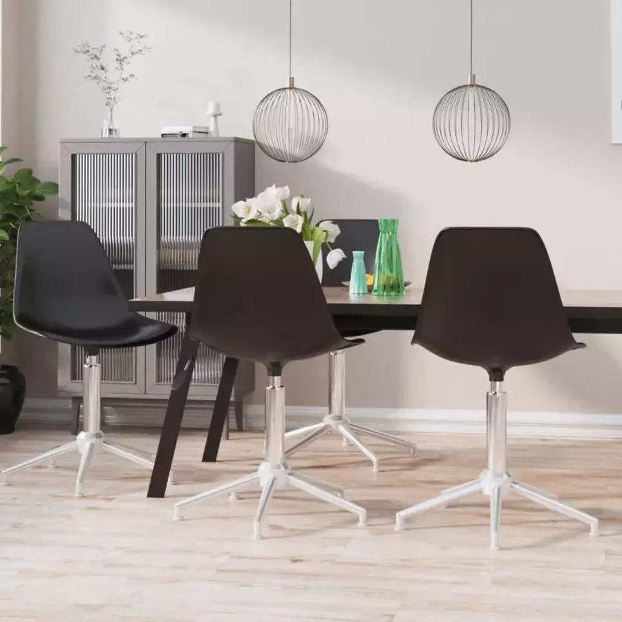 ForYou Prolenta Premium Eetkamerstoelen draaibaar 4 st polypropeen zwart