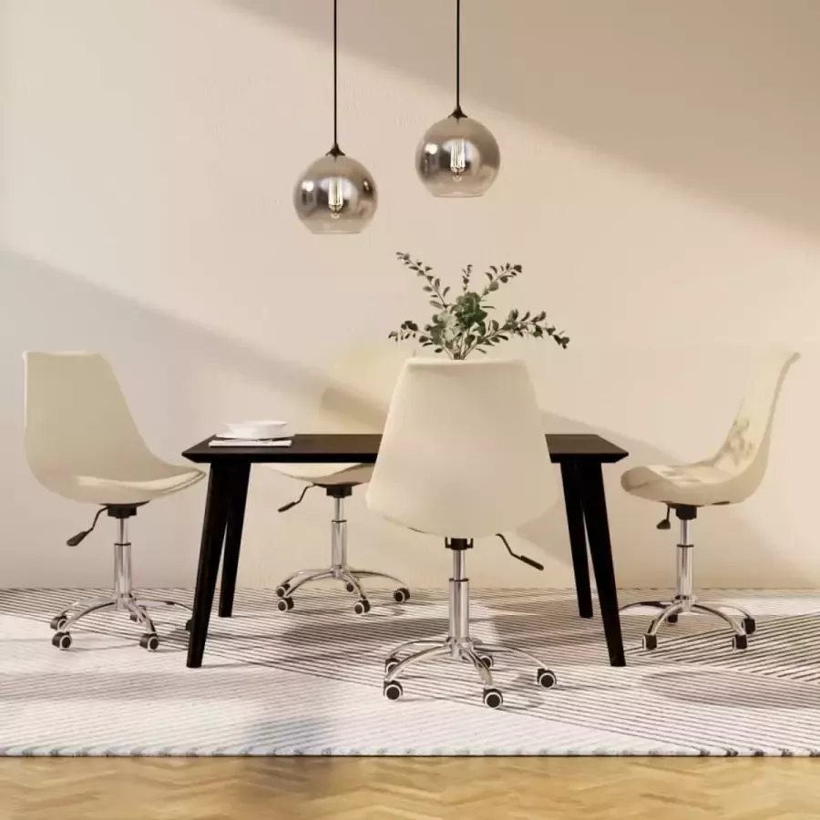 ForYou Prolenta Premium Eetkamerstoelen draaibaar 4 st stof crèmekleurig