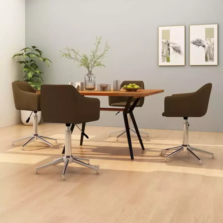 ForYou Prolenta Premium Eetkamerstoelen draaibaar 4 st stof donkerbruin