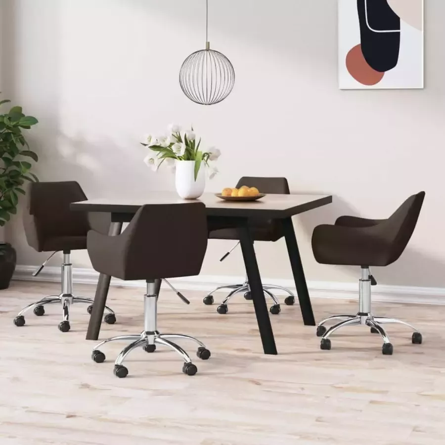 ForYou Prolenta Premium Eetkamerstoelen draaibaar 4 st stof donkerbruin - Foto 4