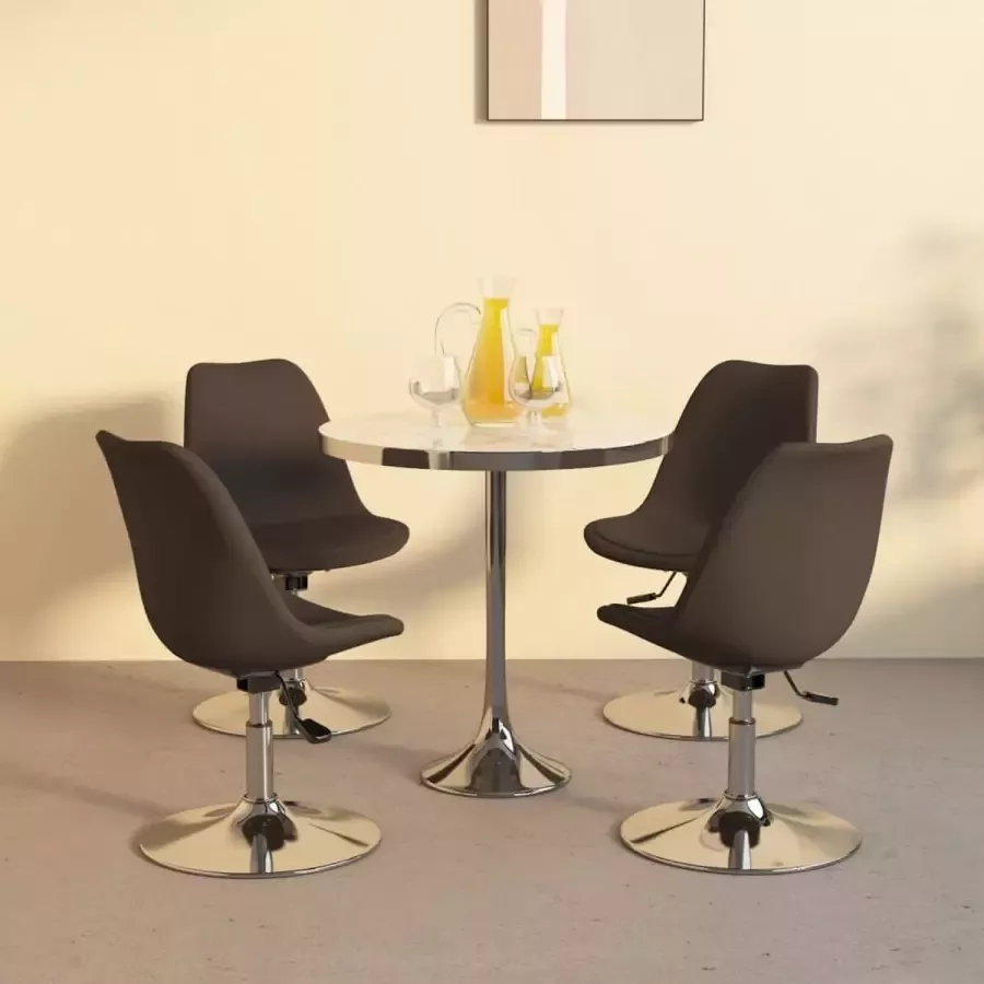 ForYou Prolenta Premium Eetkamerstoelen draaibaar 4 st stof donkerbruin