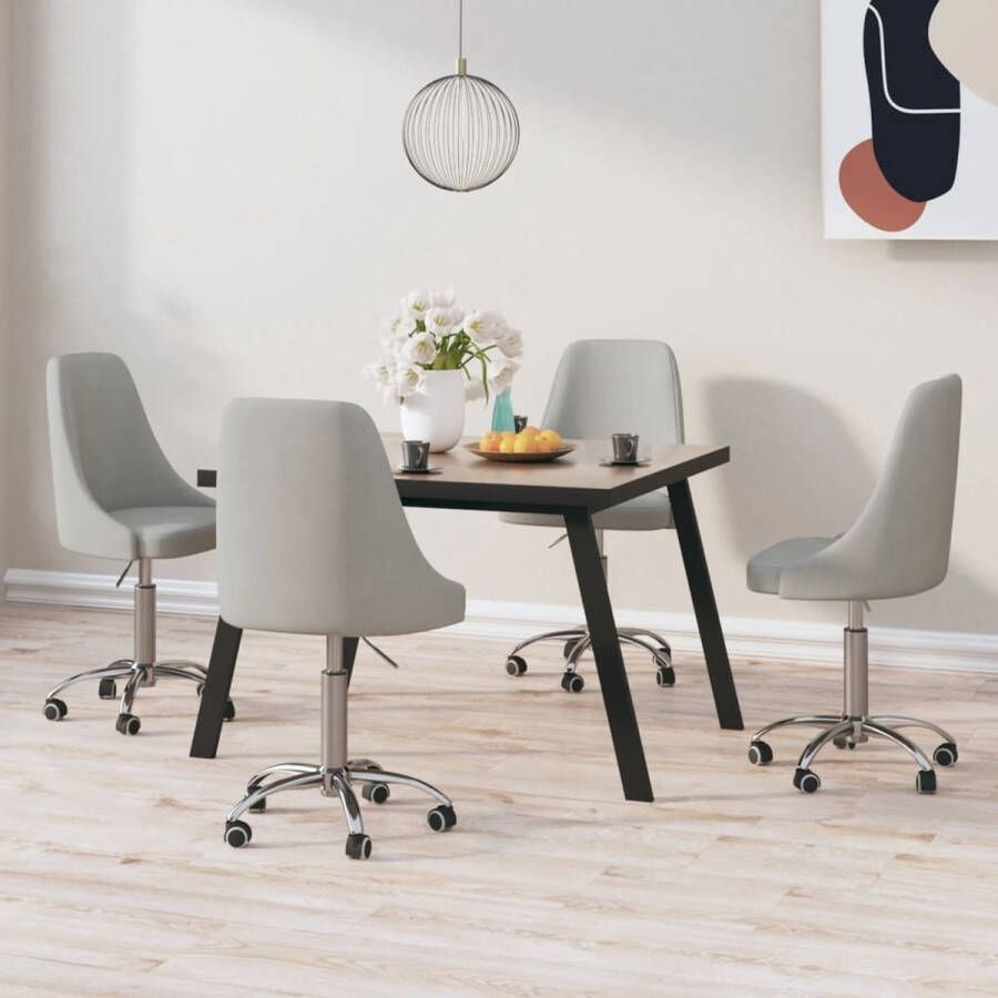 ForYou Prolenta Premium Eetkamerstoelen draaibaar 4 st stof lichtgrijs