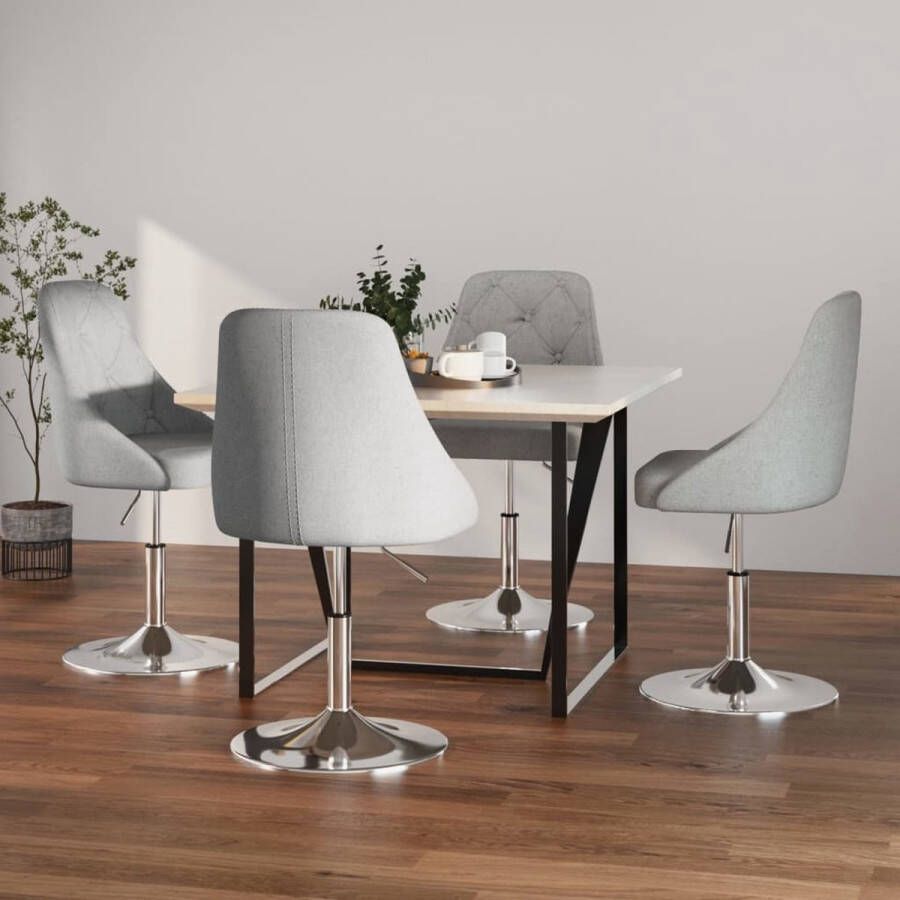 ForYou Prolenta Premium Eetkamerstoelen draaibaar 4 st stof lichtgrijs