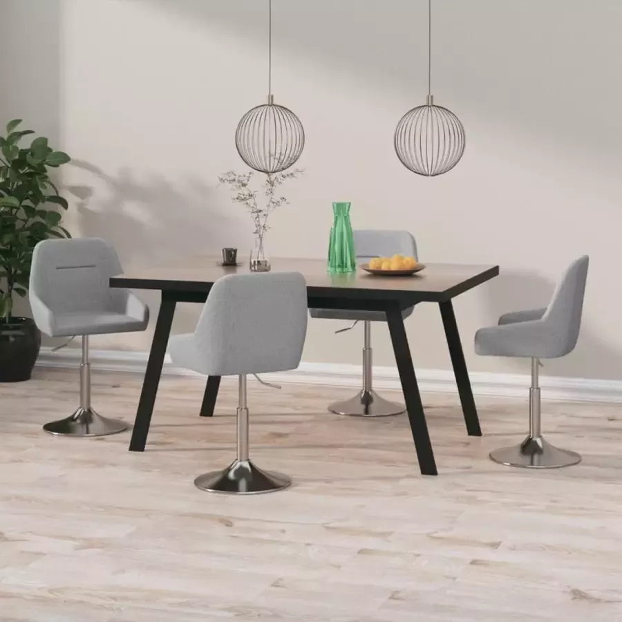 ForYou Prolenta Premium Eetkamerstoelen draaibaar 4 st stof lichtgrijs
