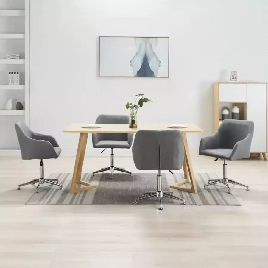 ForYou Prolenta Premium Eetkamerstoelen draaibaar 4 st stof lichtgrijs