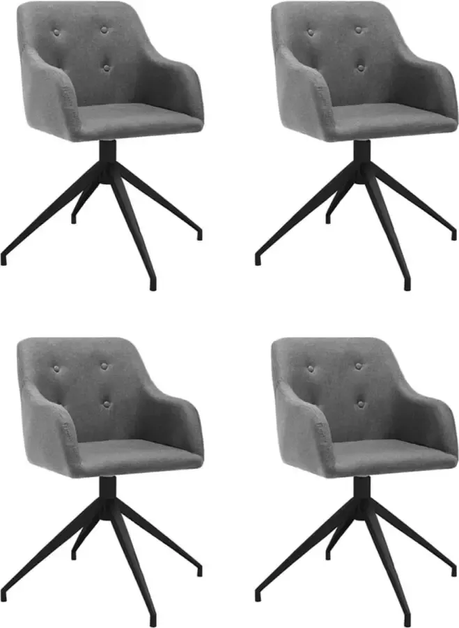 ForYou Prolenta Premium Eetkamerstoelen draaibaar 4 st stof lichtgrijs