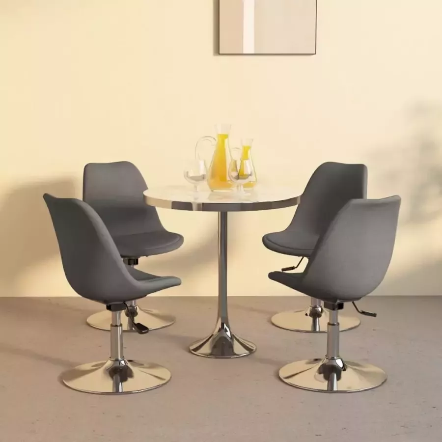 ForYou Prolenta Premium Eetkamerstoelen draaibaar 4 st stof lichtgrijs