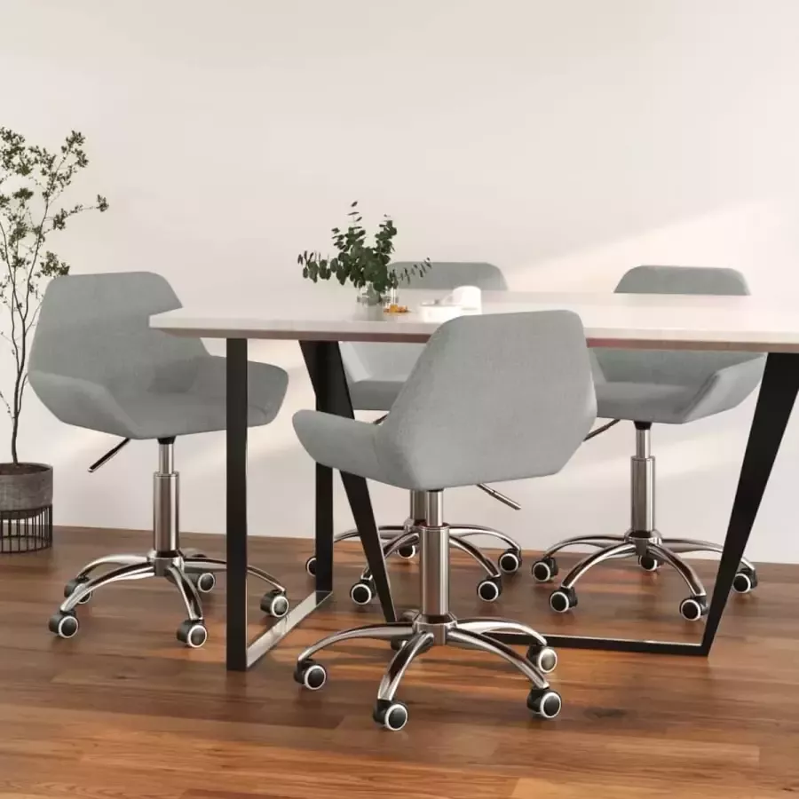 ForYou Prolenta Premium Eetkamerstoelen draaibaar 4 st stof lichtgrijs