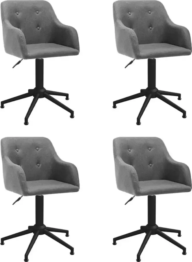 ForYou Prolenta Premium Eetkamerstoelen draaibaar 4 st stof lichtgrijs