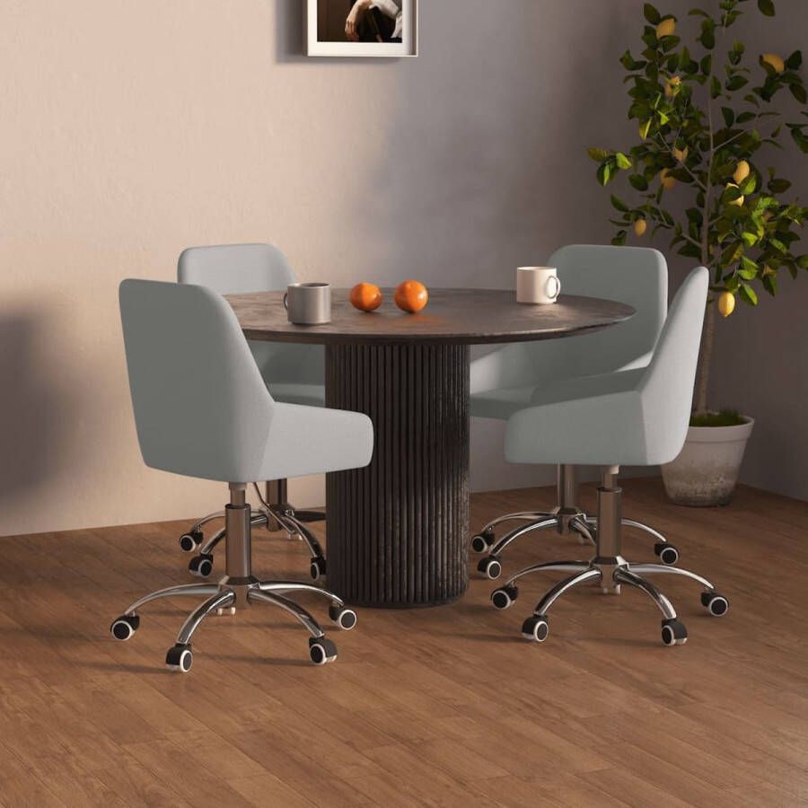 ForYou Prolenta Premium Eetkamerstoelen draaibaar 4 st stof lichtgrijs