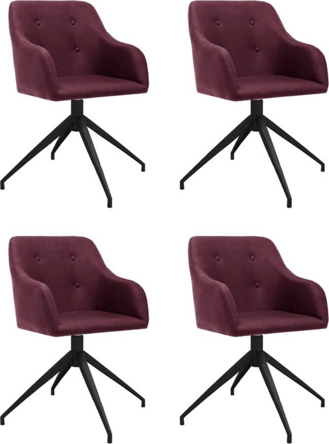 ForYou Prolenta Premium Eetkamerstoelen draaibaar 4 st stof paars