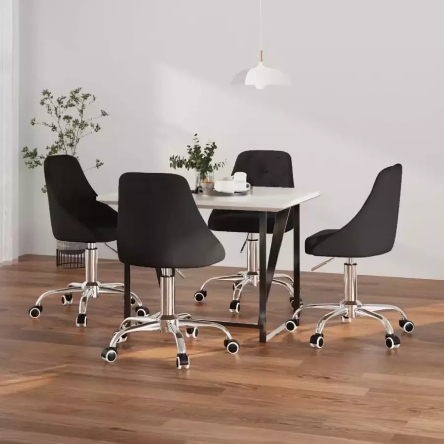 ForYou Prolenta Premium Eetkamerstoelen draaibaar 4 st stof zwart