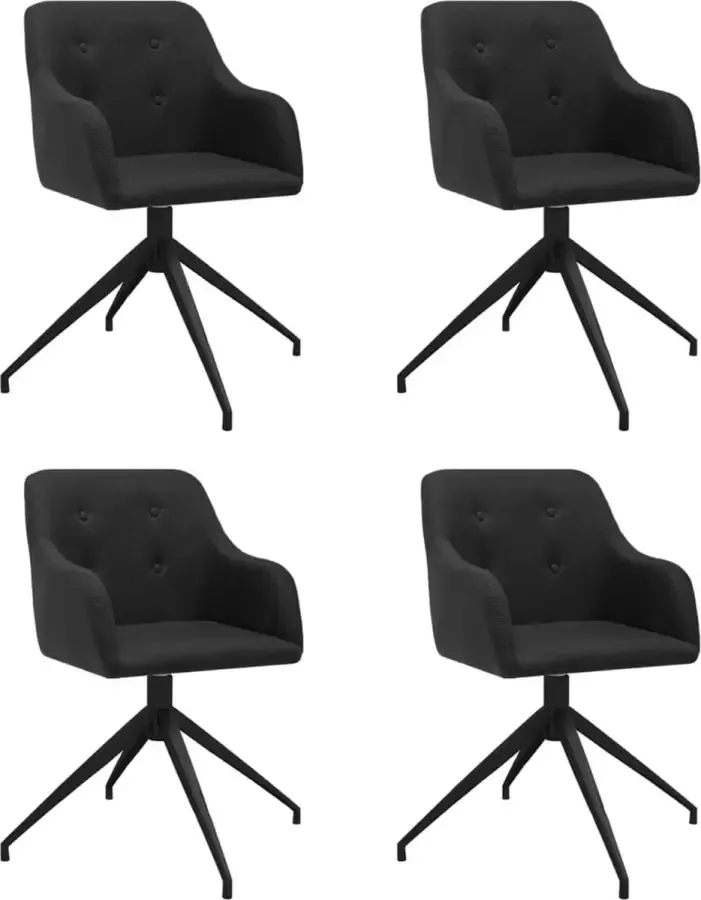 ForYou Prolenta Premium Eetkamerstoelen draaibaar 4 st stof zwart