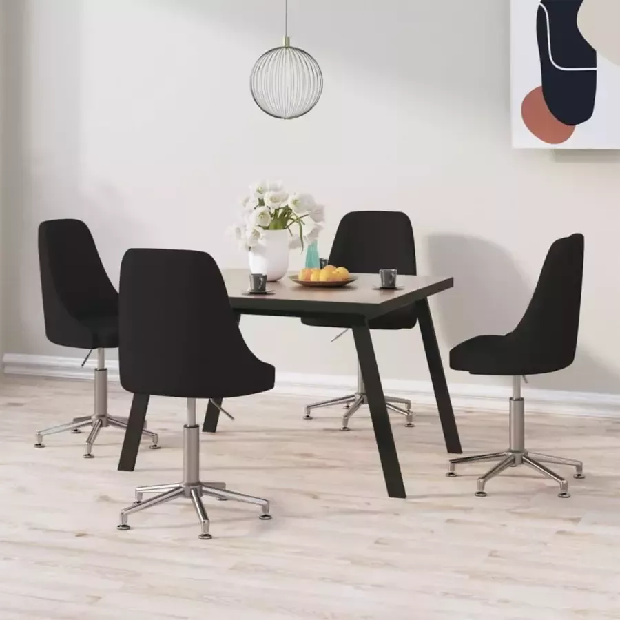 ForYou Prolenta Premium Eetkamerstoelen draaibaar 4 st stof zwart