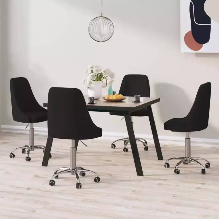 ForYou Prolenta Premium Eetkamerstoelen draaibaar 4 st stof zwart