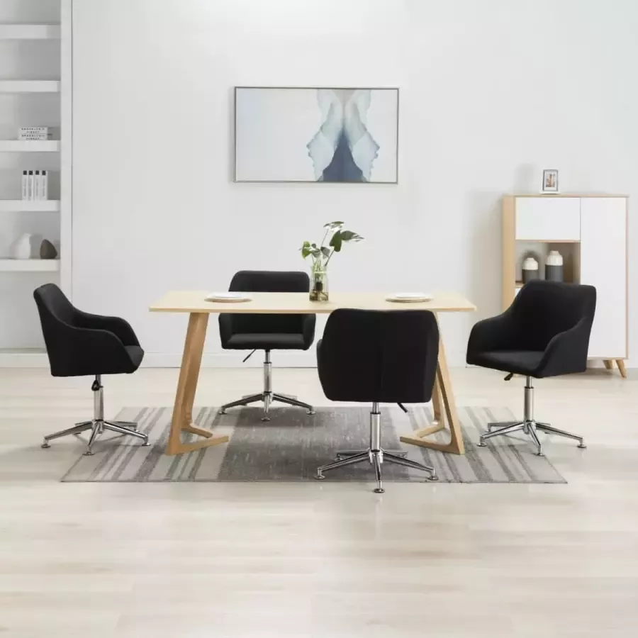 ForYou Prolenta Premium Eetkamerstoelen draaibaar 4 st stof zwart - Foto 5