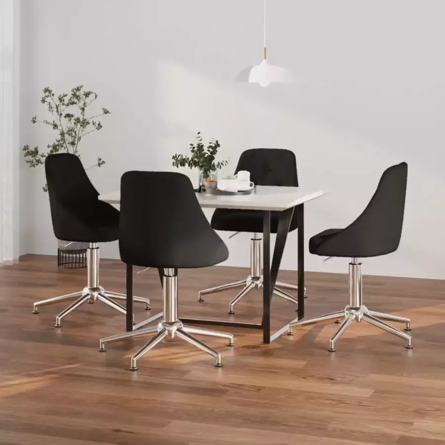 ForYou Prolenta Premium Eetkamerstoelen draaibaar 4 st stof zwart