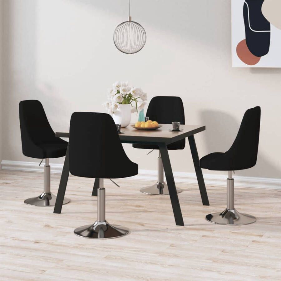 ForYou Prolenta Premium Eetkamerstoelen draaibaar 4 st stof zwart