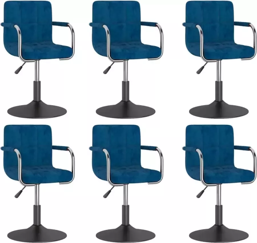 ForYou Prolenta Premium Eetkamerstoelen draaibaar 6 st fluweel blauw - Foto 4