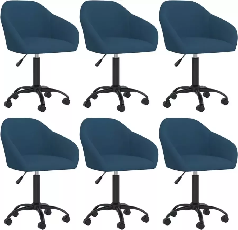 ForYou Prolenta Premium Eetkamerstoelen draaibaar 6 st fluweel blauw - Foto 3