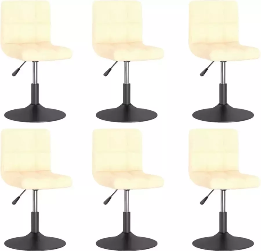 ForYou Prolenta Premium Eetkamerstoelen draaibaar 6 st fluweel crèmekleurig - Foto 5