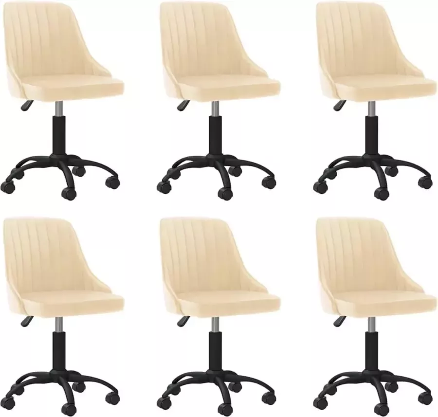 ForYou Prolenta Premium Eetkamerstoelen draaibaar 6 st fluweel crèmekleurig - Foto 6