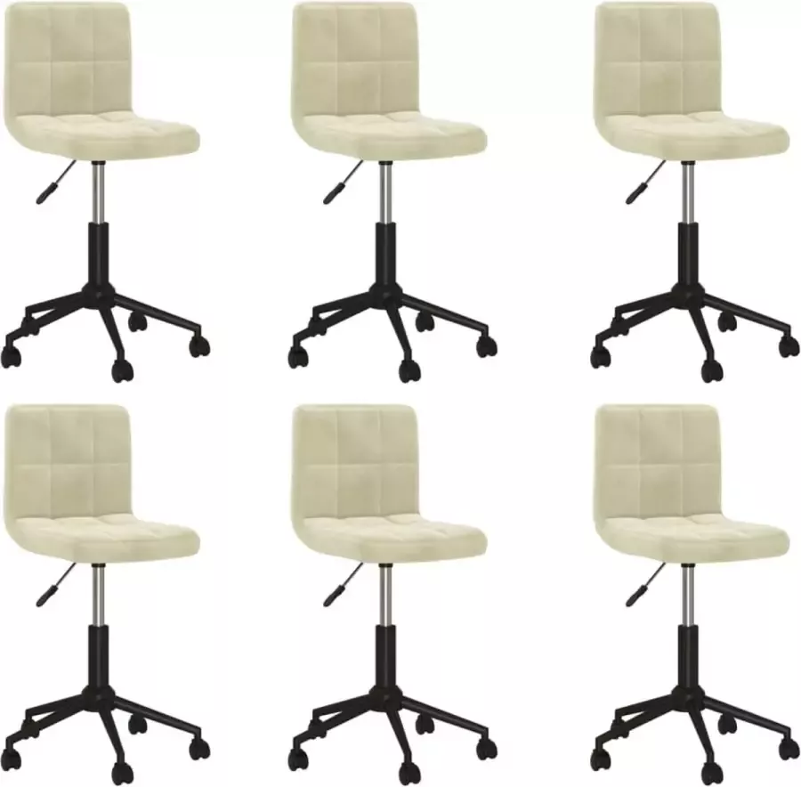 ForYou Prolenta Premium Eetkamerstoelen draaibaar 6 st fluweel crèmekleurig - Foto 3