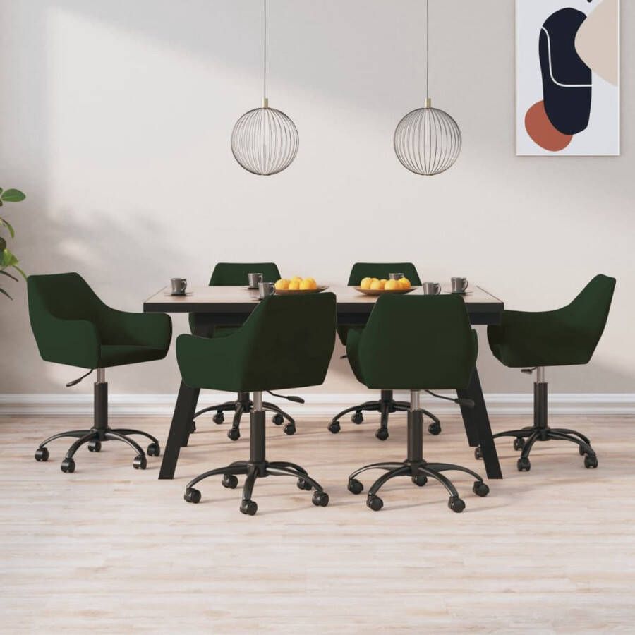 ForYou Prolenta Premium Eetkamerstoelen draaibaar 6 st fluweel donkergroen