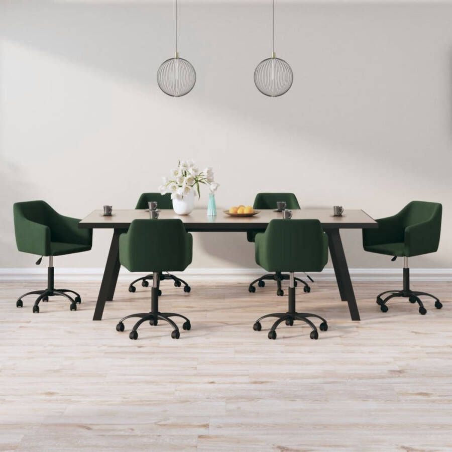 ForYou Prolenta Premium Eetkamerstoelen draaibaar 6 st fluweel donkergroen