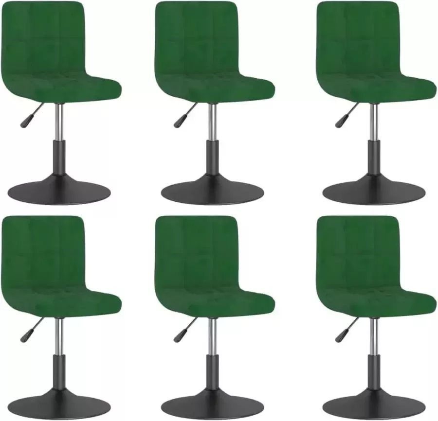 ForYou Prolenta Premium Eetkamerstoelen draaibaar 6 st fluweel donkergroen - Foto 4